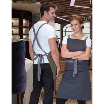 DL130 | Apron With Grey Ties Crossover | Dennys London