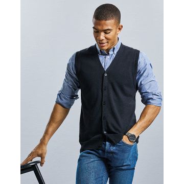 Z719M | Men´s V-Neck Sleeveless Knitted Cardigan | Russell C